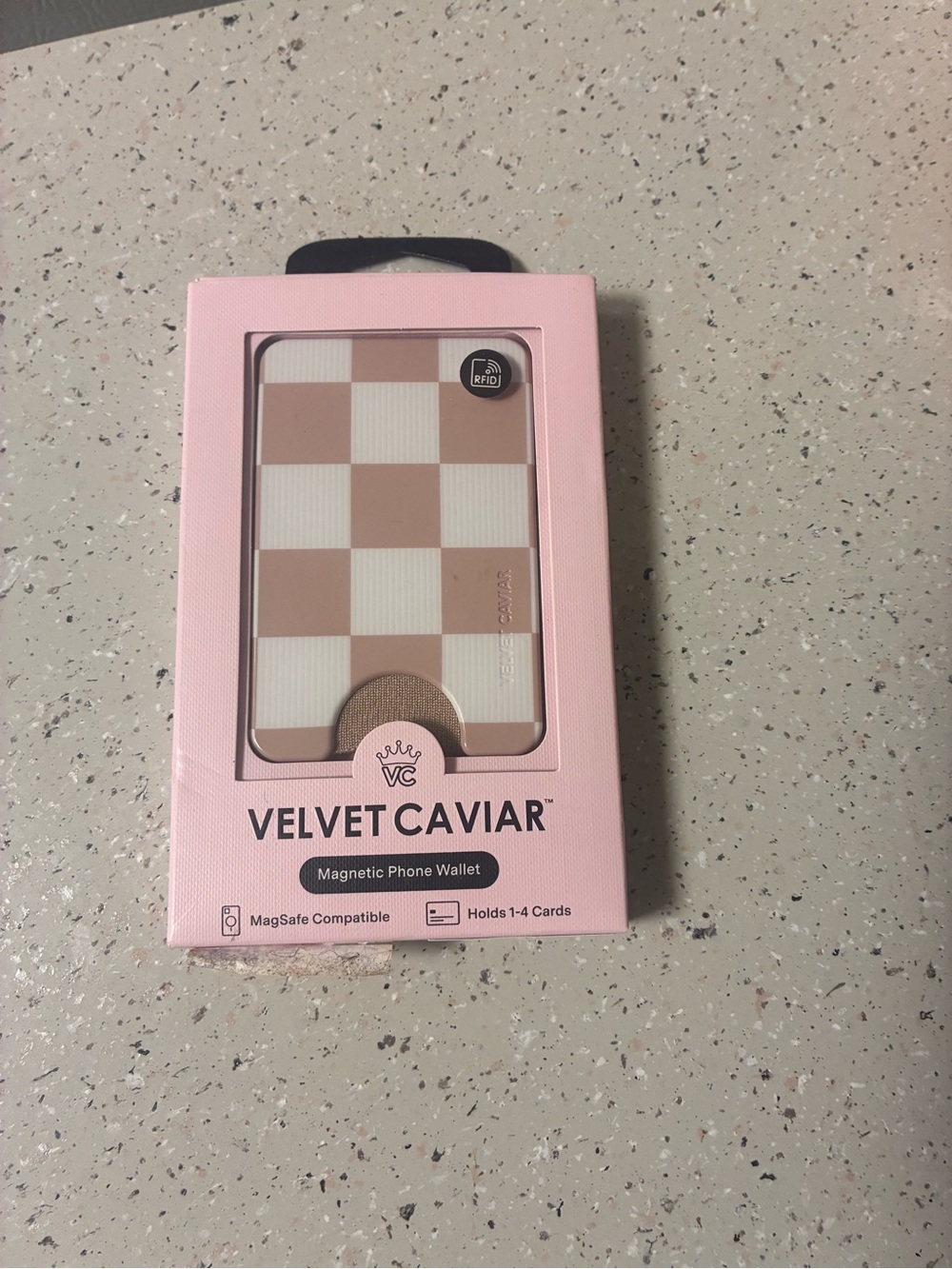 Velvet Caviar Pink and Cream Checkered Magnetic Phone Wallet